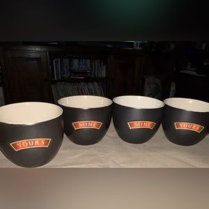 Bailey's Irish Cream Set of 4 Dessert Bowls Coffee Cups Mugs Mine & Yours Glass